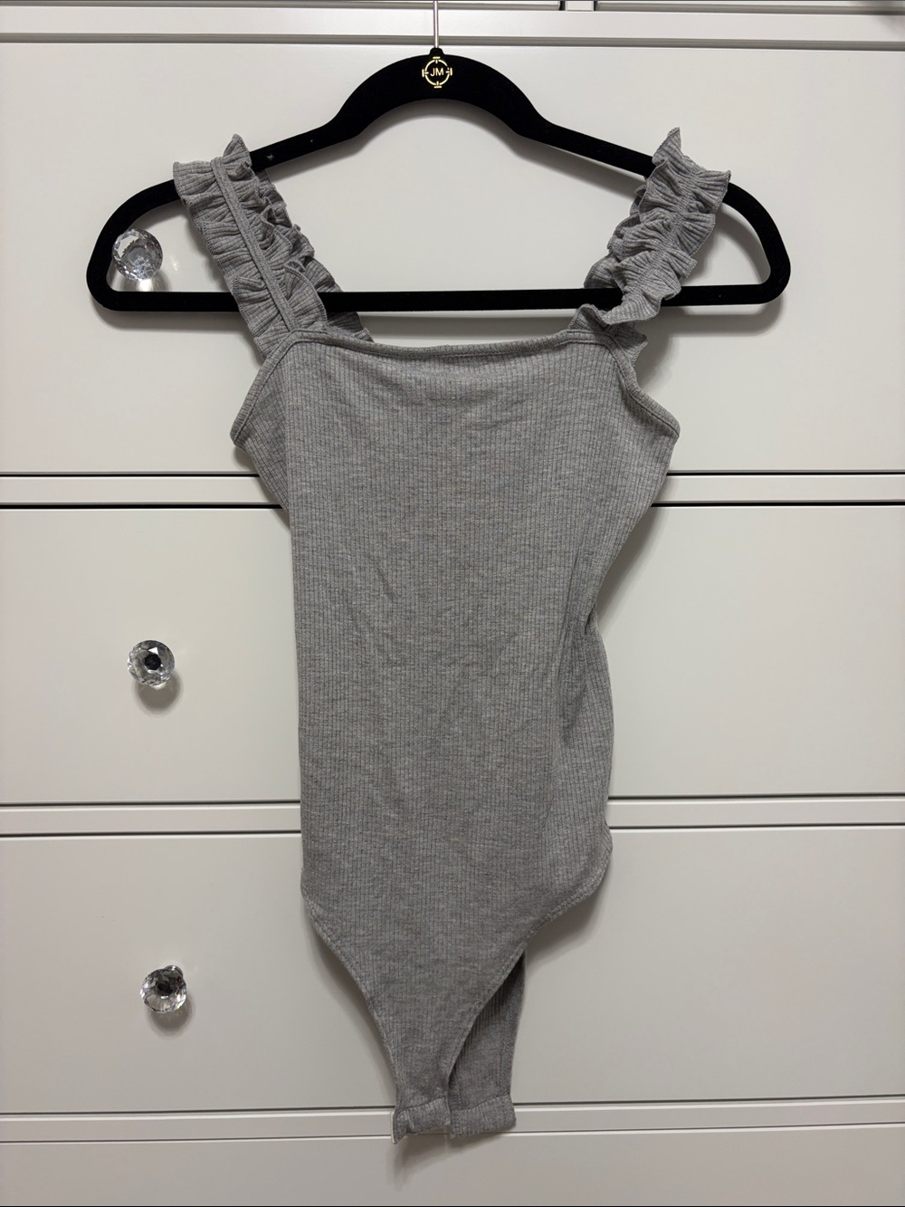 Gray Ruffle-Strap One-Piece